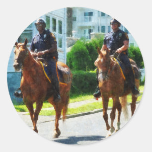 Two Mounted Police Classic Round Sticker