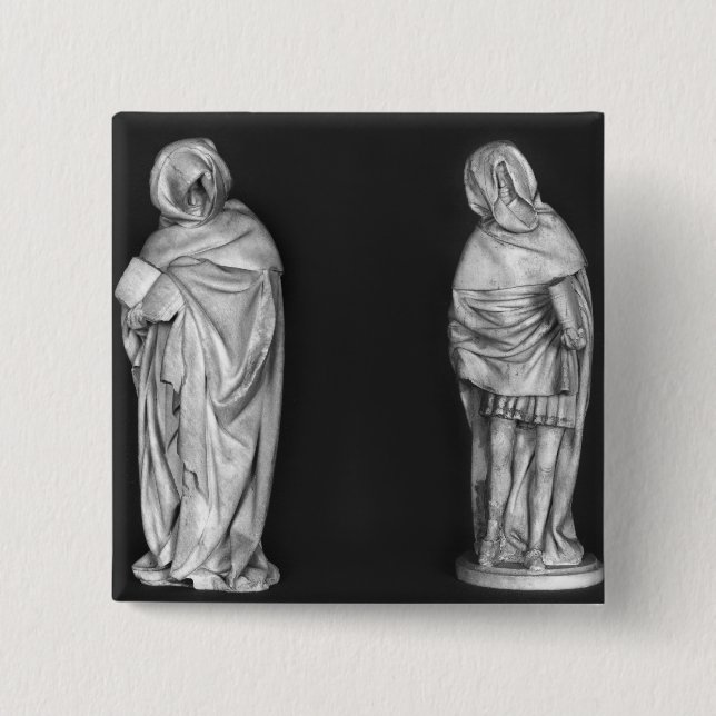 Two Mourners 15 Cm Square Badge (Front)