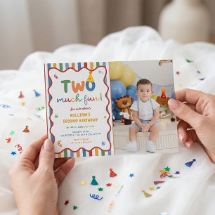 Two Much Fun 2nd Hat Birthday Invitation Photo