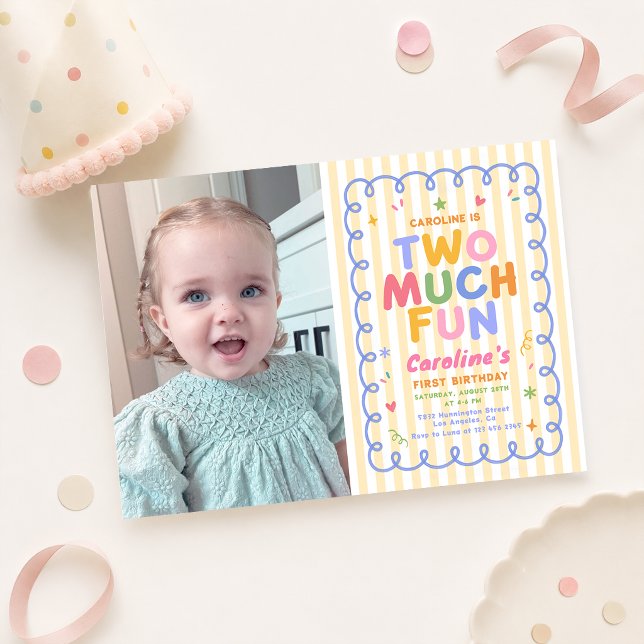 Two Much Fun Colourful 2nd Birthday Invitation (Creator Uploaded)