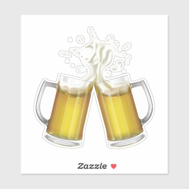 Two mugs with a light beer. (Sheet)