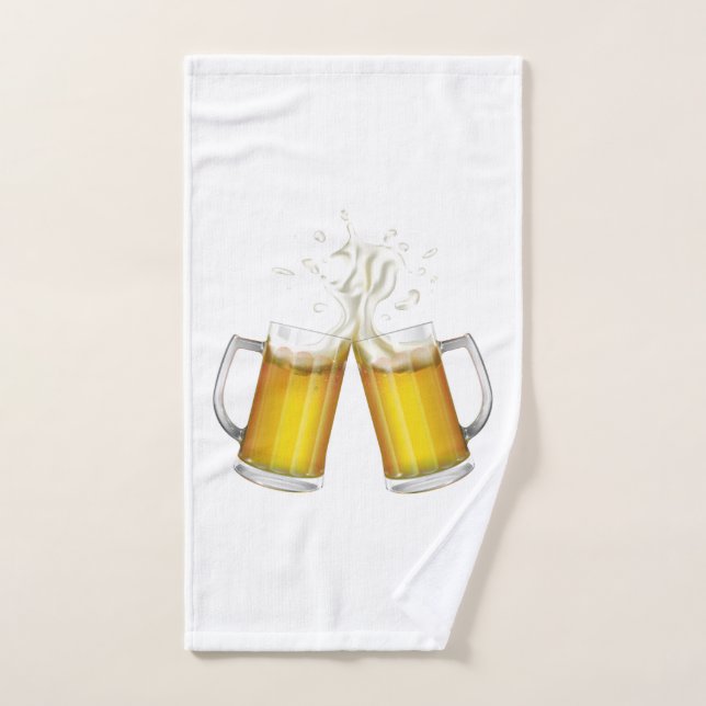 Two mugs with a light beer. hand towel (Hand Towel)