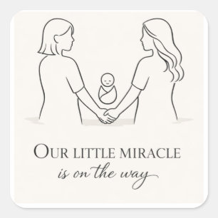 Two mums baby shower square sticker