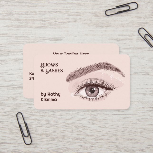 Two Names Brows Lashes Business Card (Front/Back In Situ)