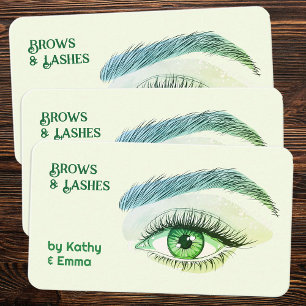 Two Names Brows Lashes Tech Green Business Card
