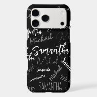 Two names couple pattern monogram black grey white