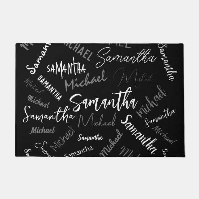 Two names couple pattern monogram black grey white doormat (Front)