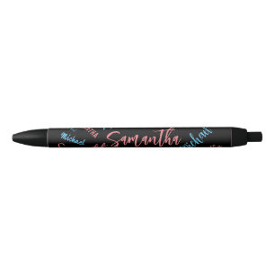 Two names couples pattern monogram blue light pink black ink pen