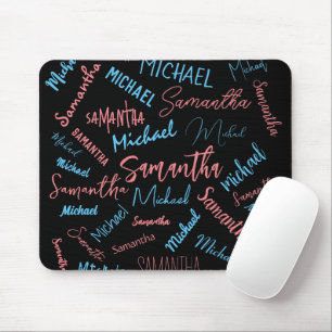 Two names couples pattern monogram blue light pink mouse mat