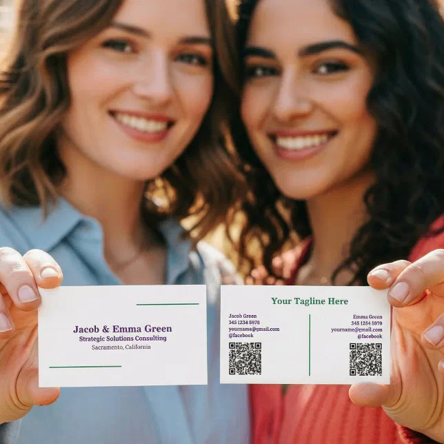 Two Names Custom QR Business Card | Zazzle