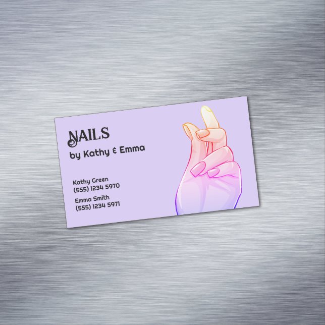 Two Names Manicure Nails Magnetic Business Card (In Situ)