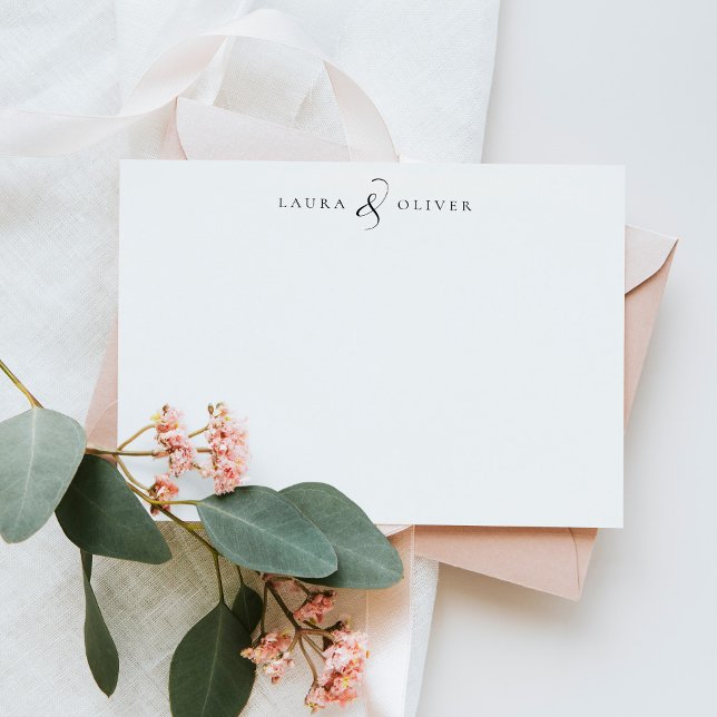 Two Names Modern Minimalist Couple Stationery Card (Creator Uploaded)