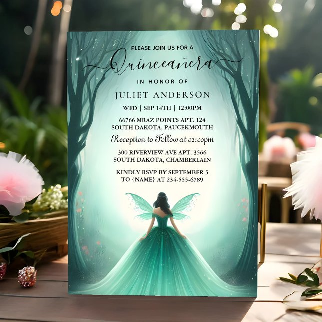 Two Nature Tree Witch Enchanted Forest Quinceanera Invitation (Creator Uploaded)