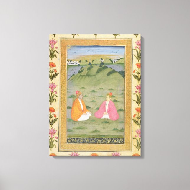 Two nobles seated in a landscape, from the Small C Canvas Print (Front)