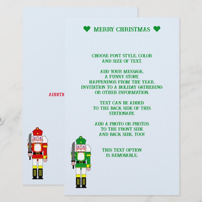 Two Nutcracker Soldiers Christmas Stationery (Front/Back)