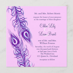 Two of a Kind Peacock Feathers Invitation