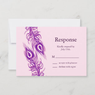 Two of a Kind Peacock Feathers RSVP Card