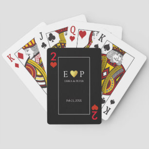 Two of Hearts love romantic wedding black Playing Cards