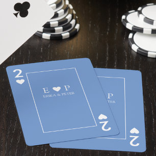 Two of Hearts Love Wedding cornflower-blue Playing Cards