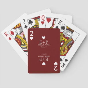 Two of Hearts Wedding Favour Romantic dark-red Playing Cards