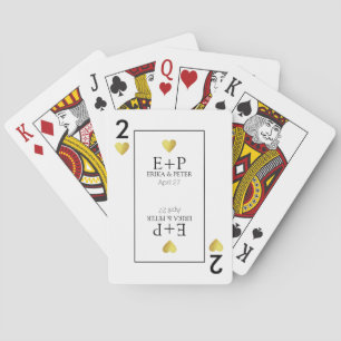 Two of Hearts Wedding Favours Monogram White Playing Cards