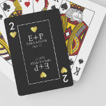 Two of Hearts Wedding Favours Monogrammed  Playing Cards<br><div class="desc">A nice and elegant design of a 'two of hearts' playing-card personalised with couple names,  initials and special date...  custom white text over a black background,  with faux golden hearts of love.</div>