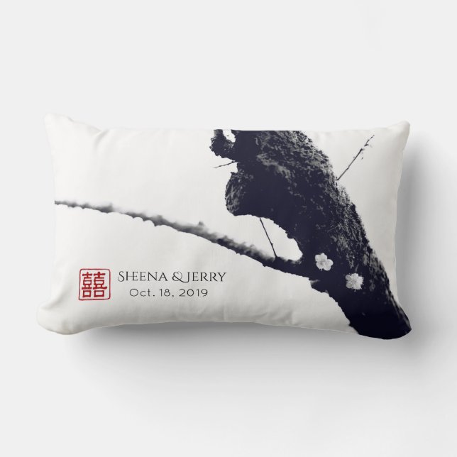 Two of Us Custom Chinese Wedding Gift Lumbar Cushion (Front)