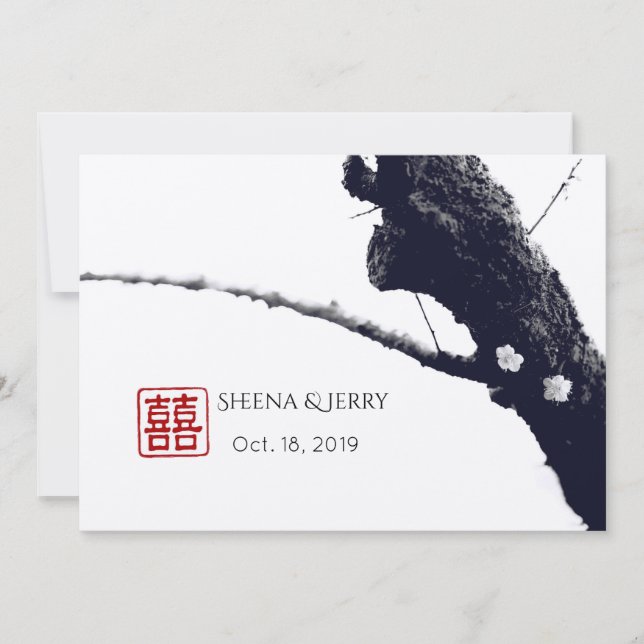 Two of Us Double Happiness Chinese Wedding Invitation (Front)