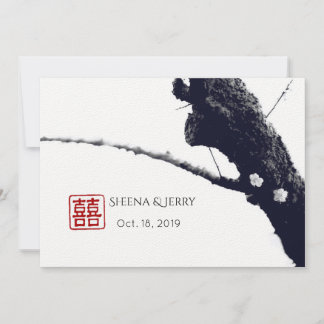 Two of Us Double Happiness Chinese Wedding Invitation