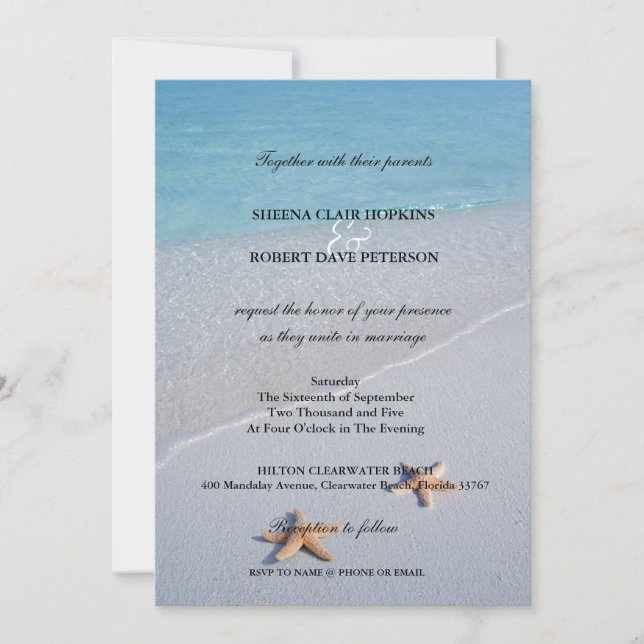 Two of Us | Ocean Love Starfish Wedding Invitation (Front)