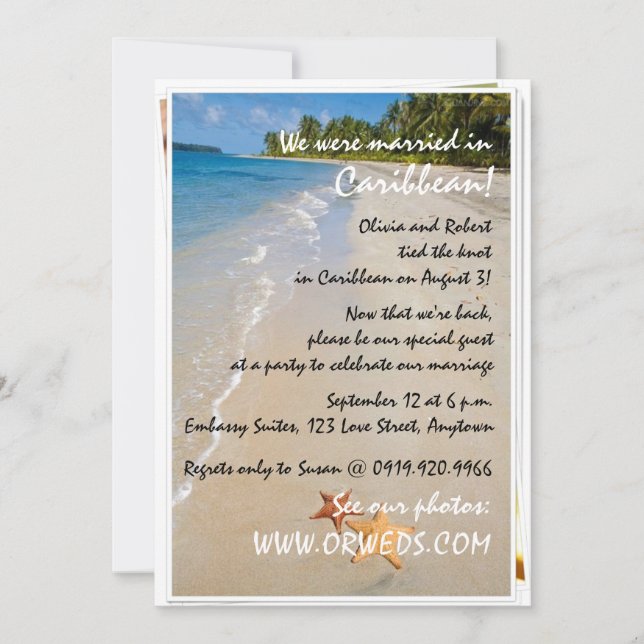 Two of Us | Ocean Love Starfish Wedding Reception Invitation (Front)