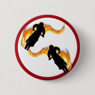 Two Off Road Dirt Bikes with Flames 6 Cm Round Badge