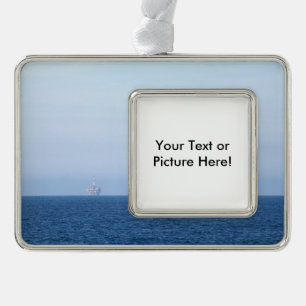 Two Oil Rigs Silver Plated Framed Ornament