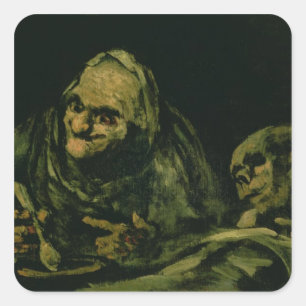 Two Old Men Eating Square Sticker