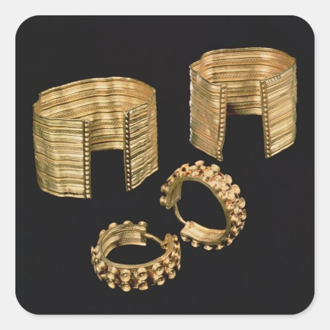 Two open facetted bracelets and a pair of earrings square sticker (Front)