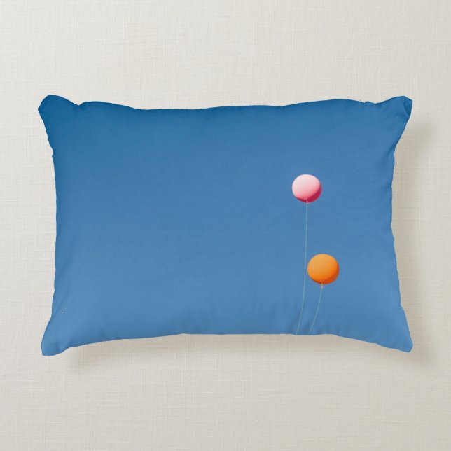 Two orange and pink balloons decorative cushion (Front)
