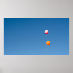 Two orange and pink balloons poster
