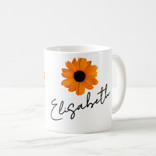 Two Orange Daisies and Your Name / Message Coffee Mug