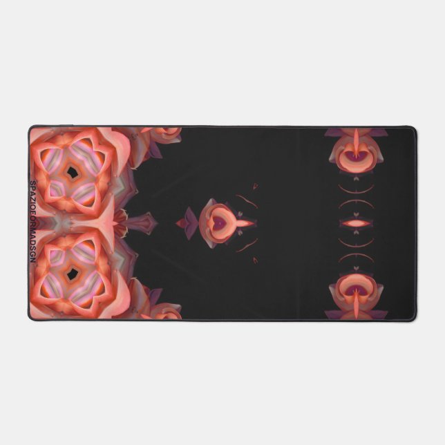 Two orange heart in black on the earth desk mat (Front)