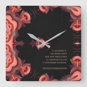 "Two orange heart in black on the earth"& Silenzio Square Wall Clock