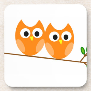 Two Orange Owls in Tree Coaster