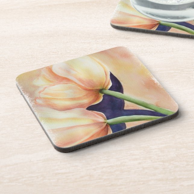 TWO ORANGE TULIPS COASTERS (Left Side)
