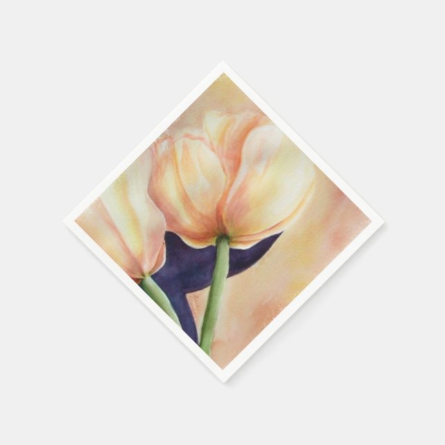 TWO ORANGE TULIPS PAPER NAPKINS (Corner)