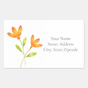 Two Orange Watercolor Flowers Rectangular Sticker