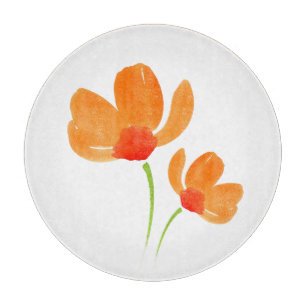 Two Orange Watercolor Poppies Cutting Board