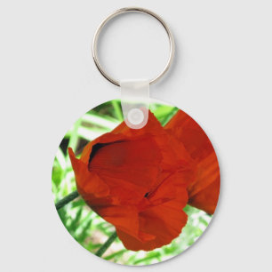 Two Oriental Poppies Flower Photo Key Ring