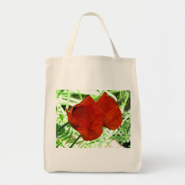 Two Oriental Poppies Flower Photo Tote Bag (Front)