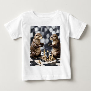 Two Otters Playing Chess, Baby T-Shirt