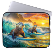 Two Otters Surfing Design by Rich AMeN Gill