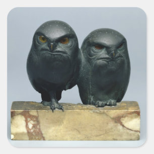 Two Owls, 1903-04 Square Sticker